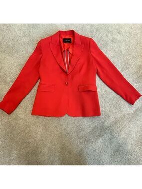 Massimo Dutti red orange single breasted blazer jacket Sz 10